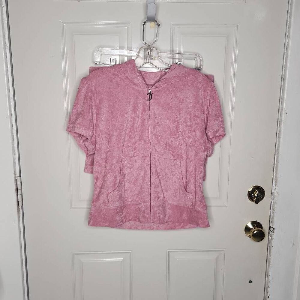Juicy Couture pink towel terry short set women's size Large